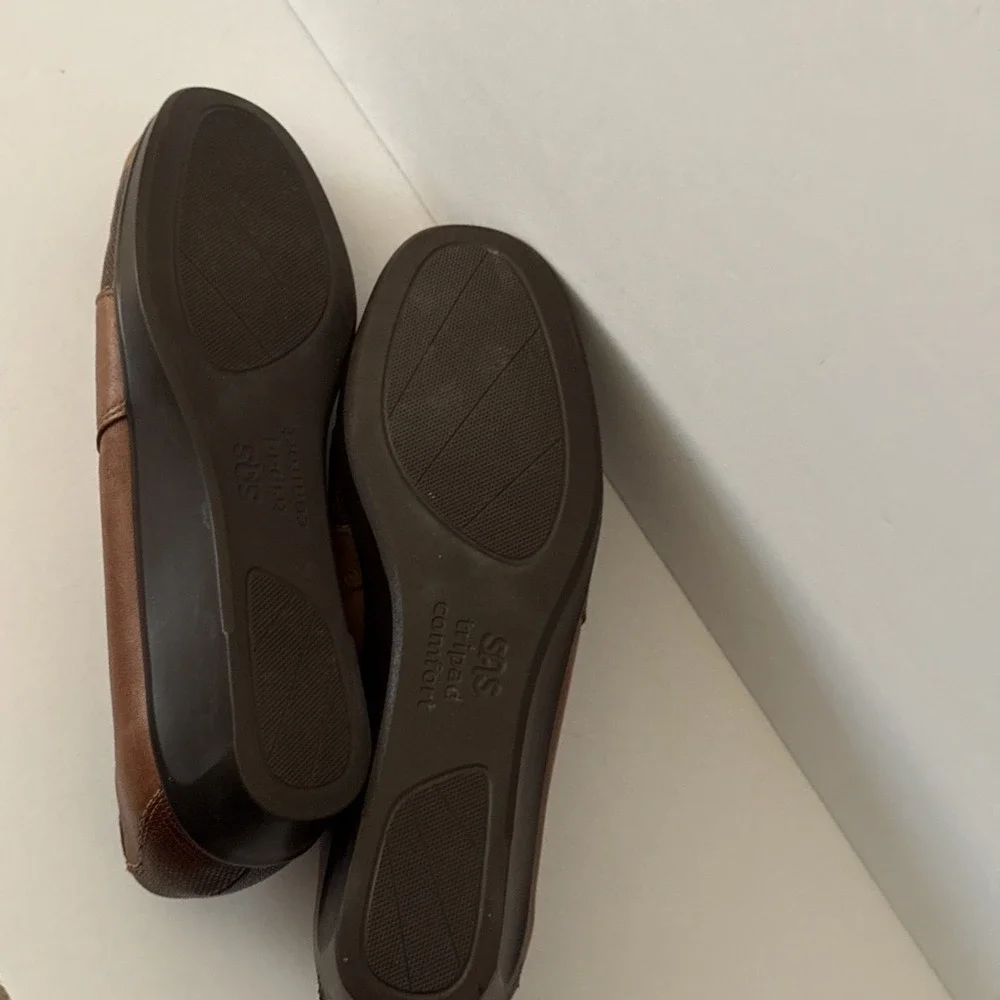 SAS Nora Slip On Loafer Wedge Shoes Brown Leather Womens Size 10.5 N Comfort New